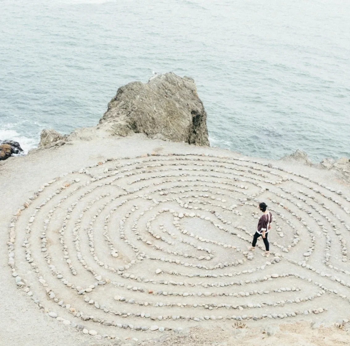 A stone labyrinth beside the sea