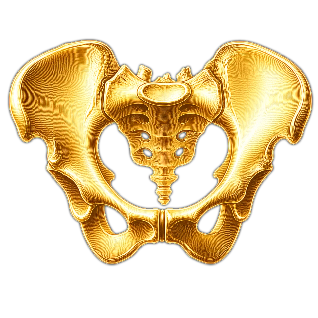 Luminous golden pelvis symbol