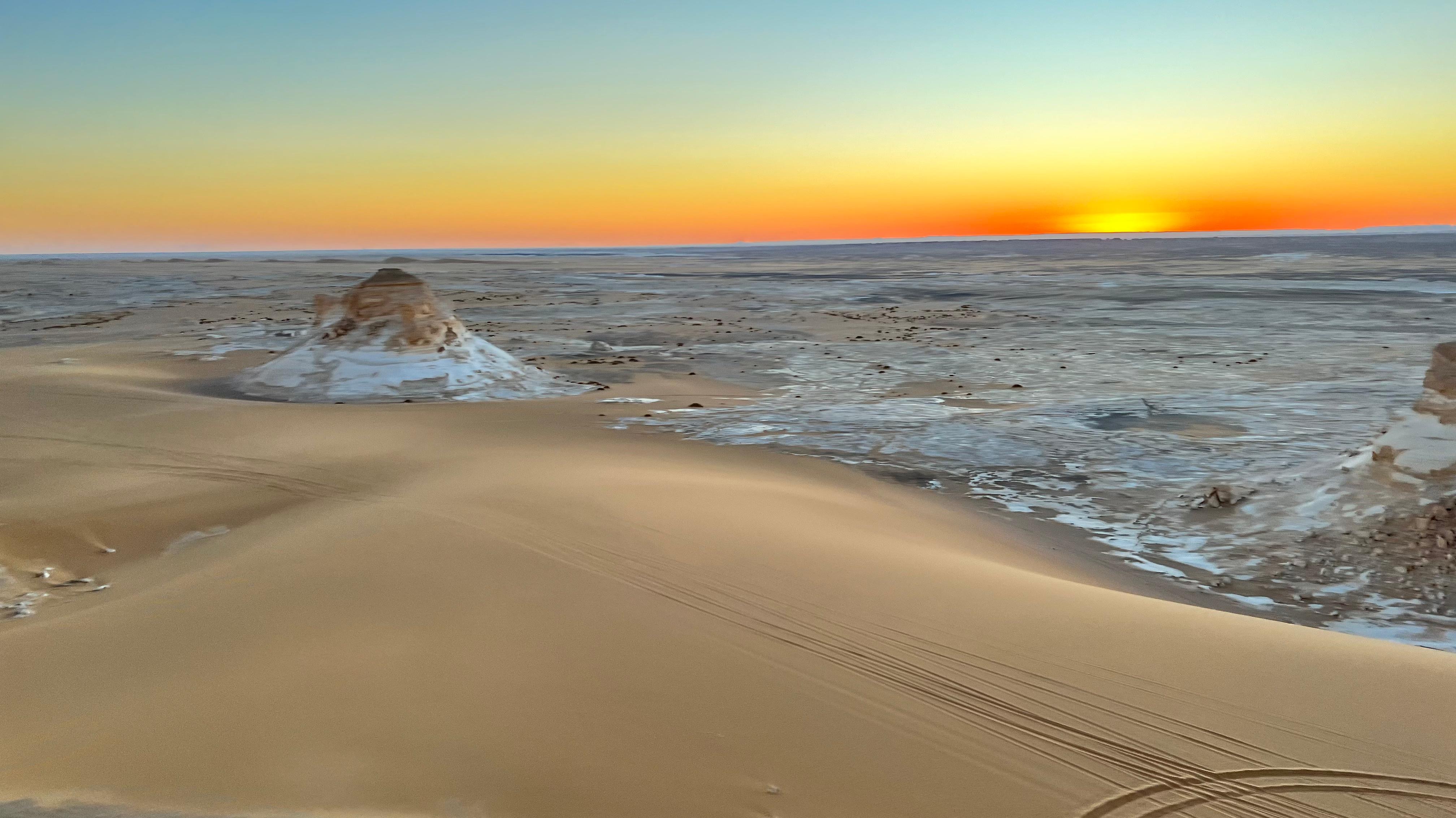 Panoramic sunset over the White Desert