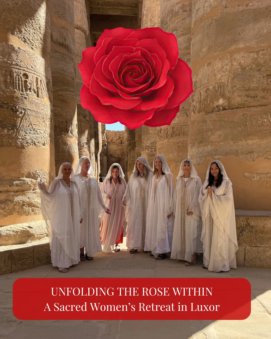 Women walking together through an ancient Egyptian temple