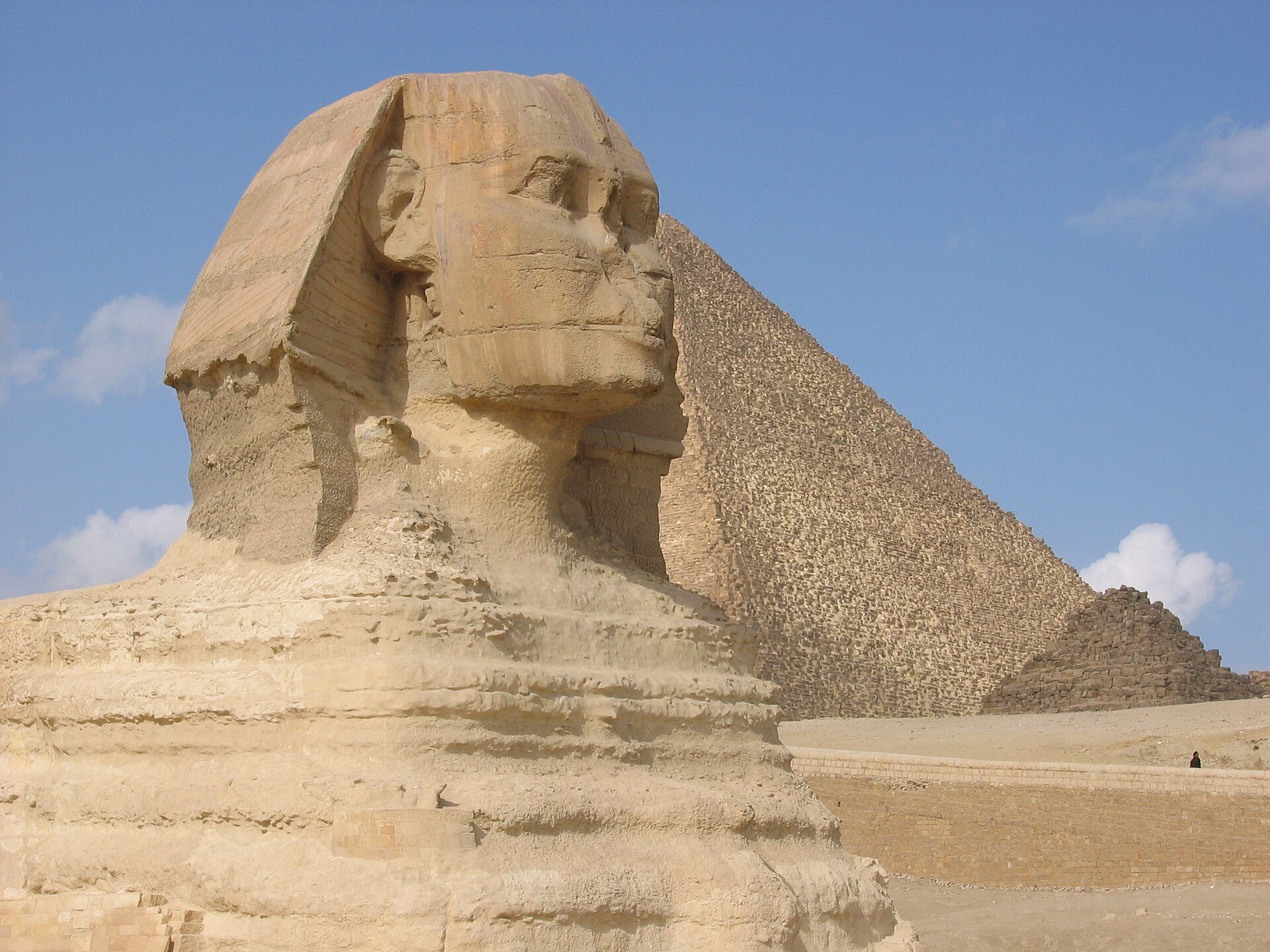 Close-up photograph of the Great Sphinx of Giza