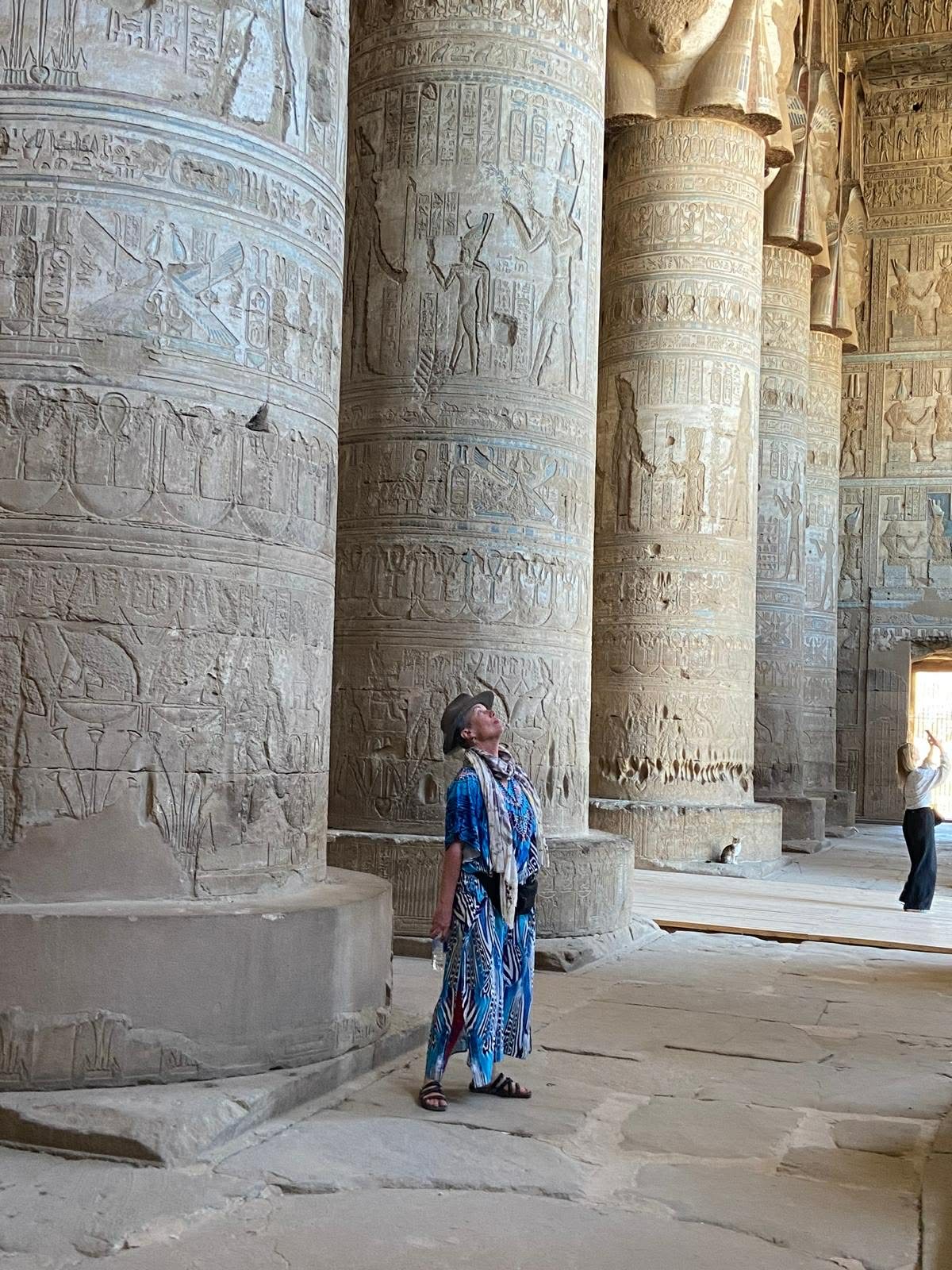 Mel within the carved columns of Dendera Temple