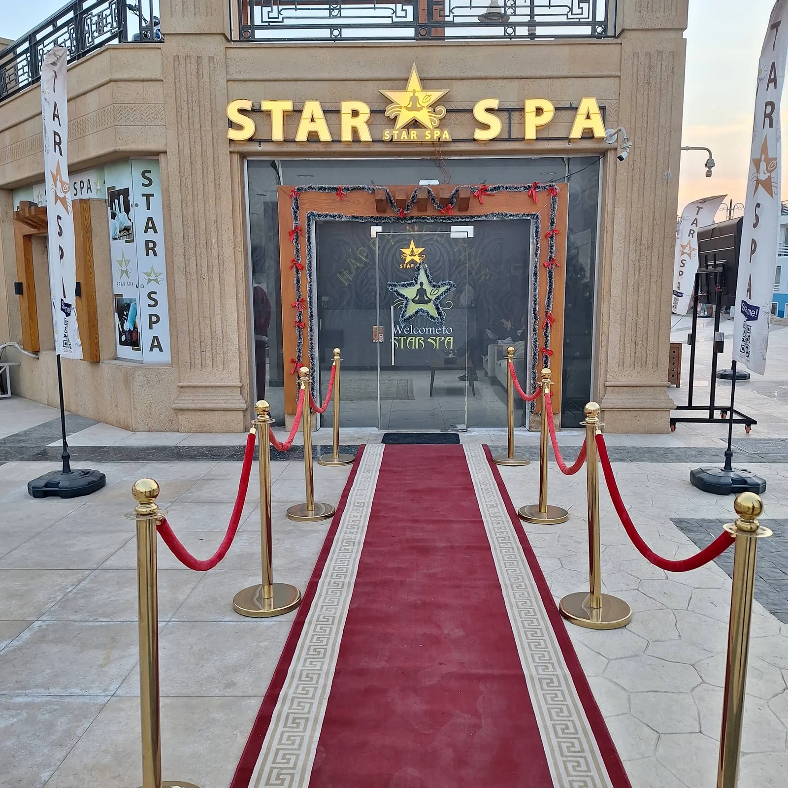 The red-carpet entrance to Star Spa in Luxor
