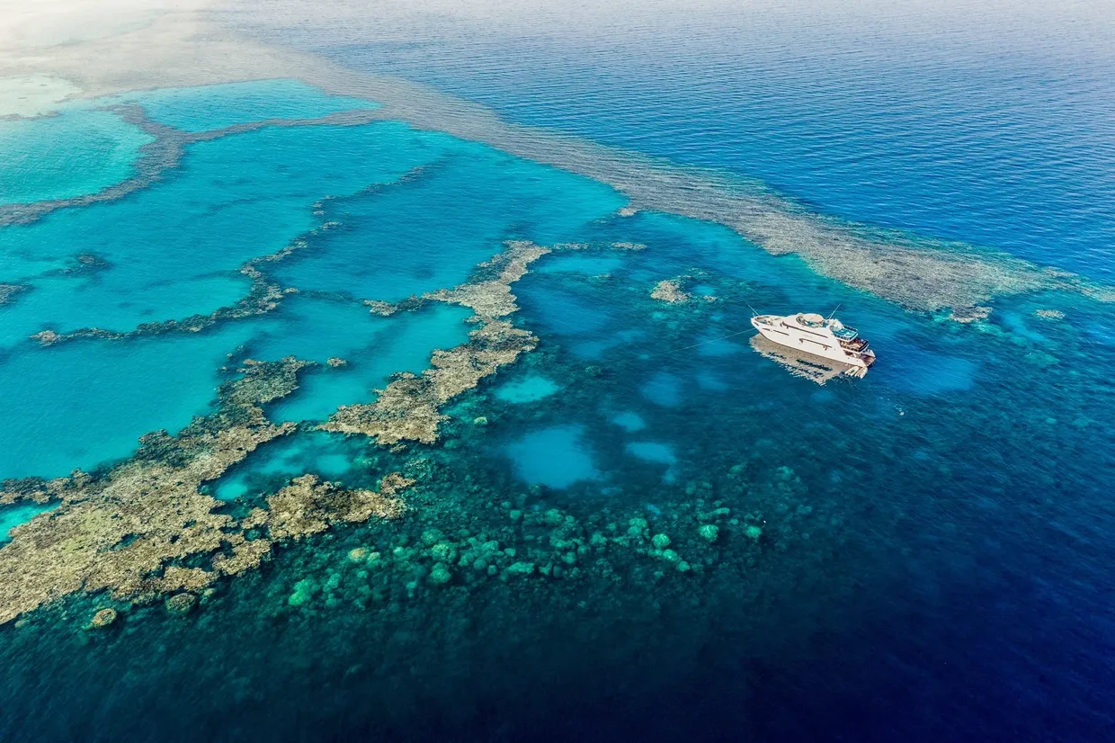 Aerial view of Sataya Reef and the Red Sea